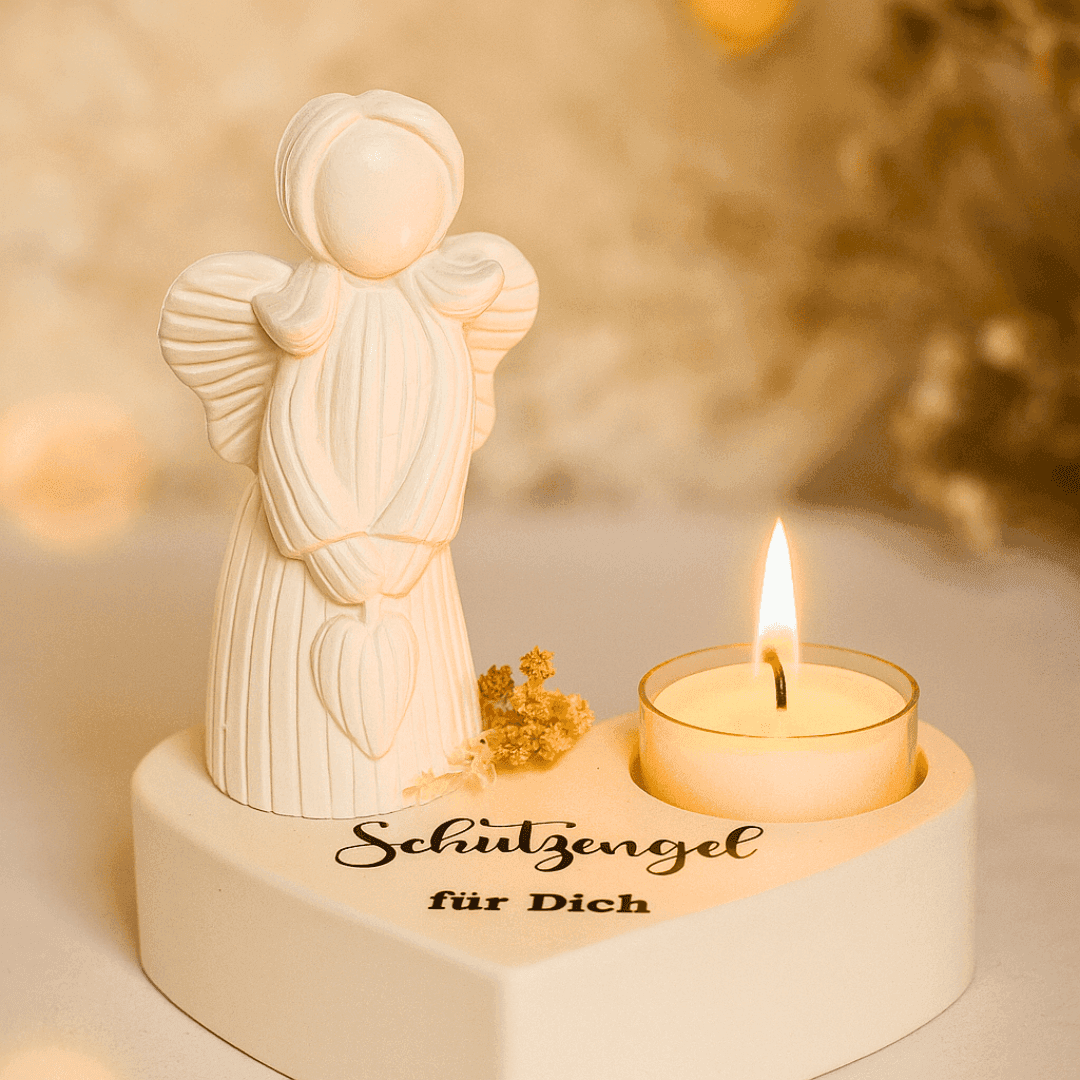 Romantisches Deko-Herz mit Teelicht und Engel – handgefertigte Geschenkidee für die Freundin. Persönlich, stilvoll und liebevoll gestaltet.